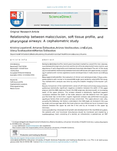malocclusion, soft tissue profile, and pharyngeal airways