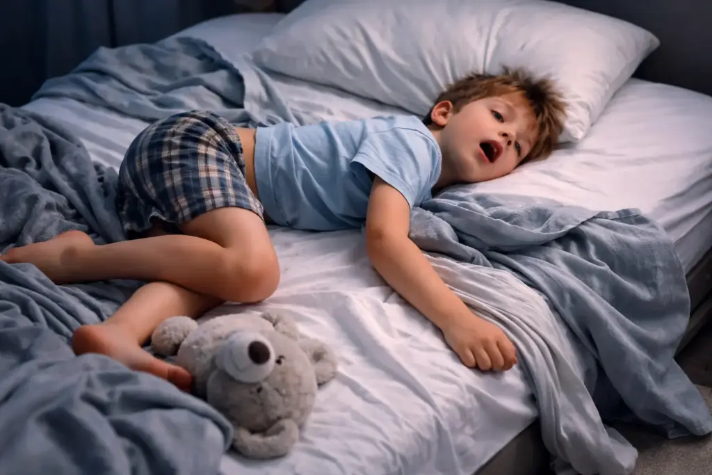 child sleeping restlessly