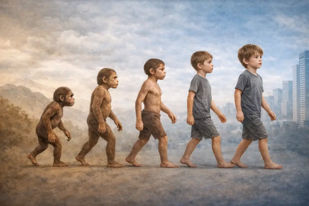 evolution timeline image of a human child