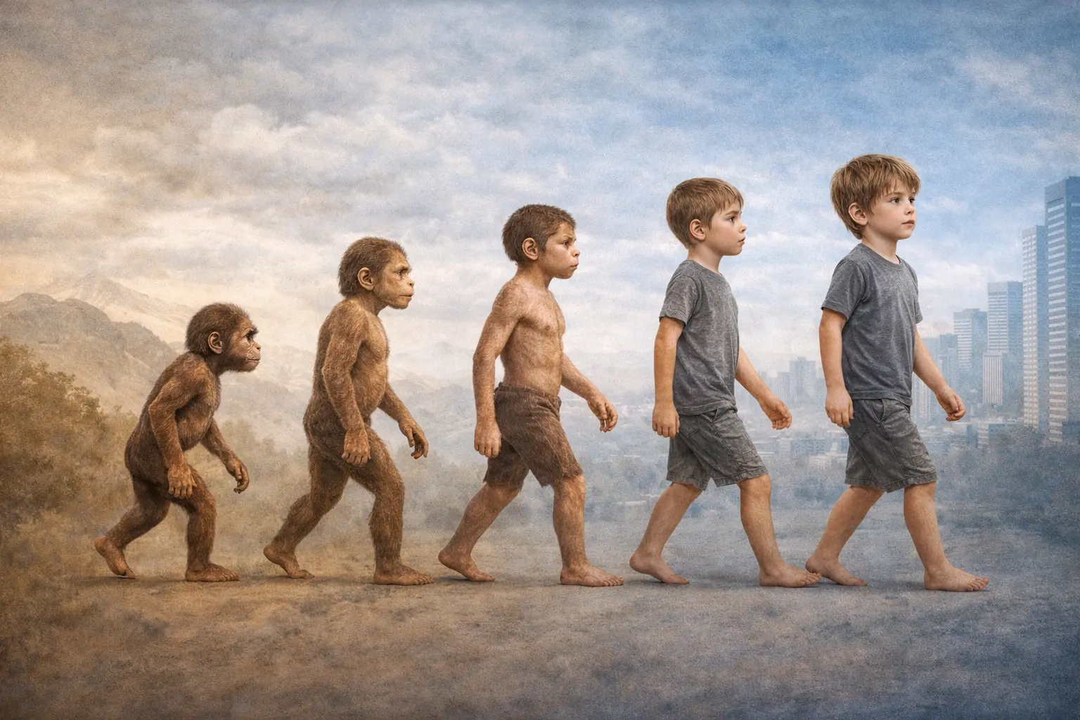 evolution timeline image of a human child