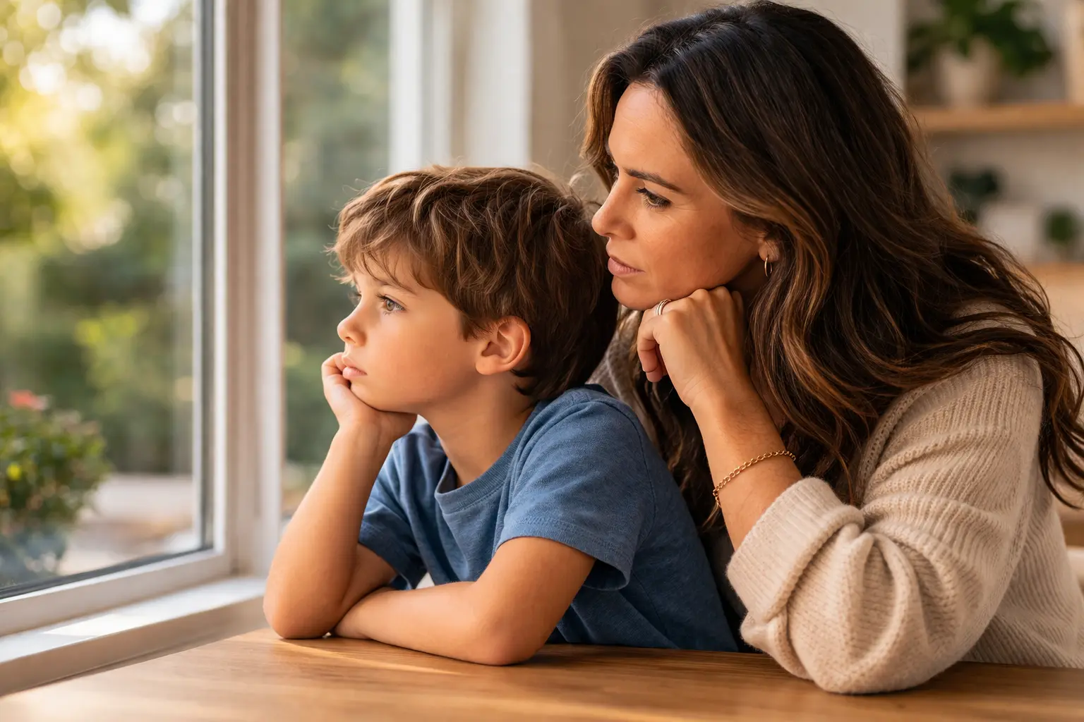 mother and child looking frustrated