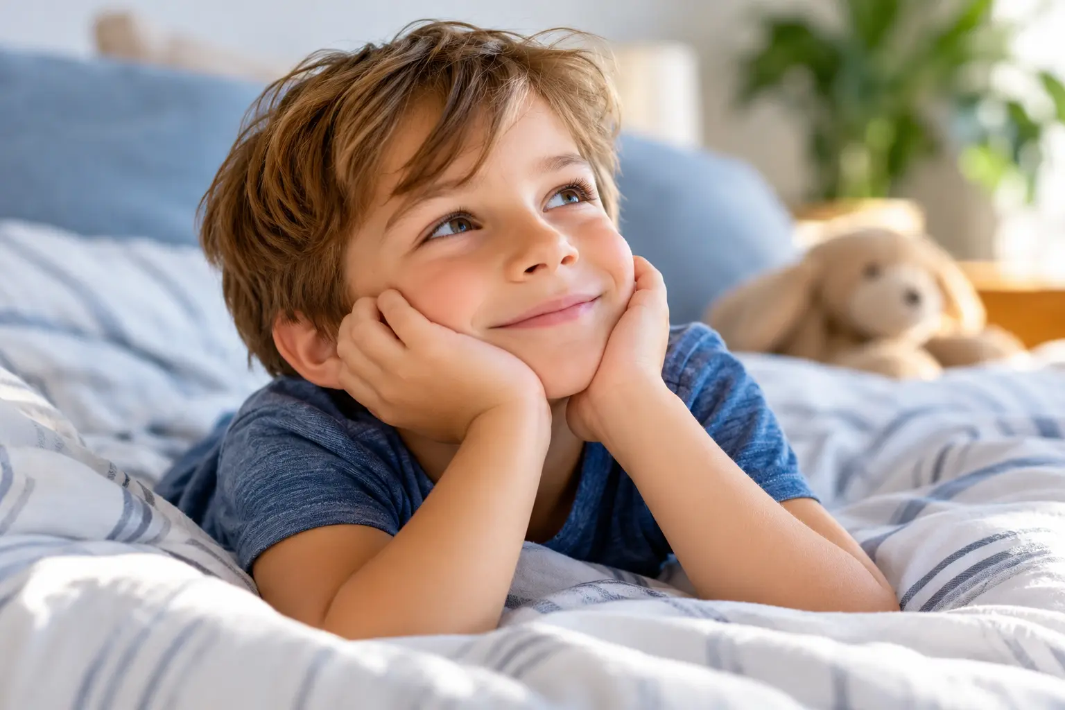 Child resting comfortably in bed, highlighting the importance of healthy sleep, breathing, and airway development.