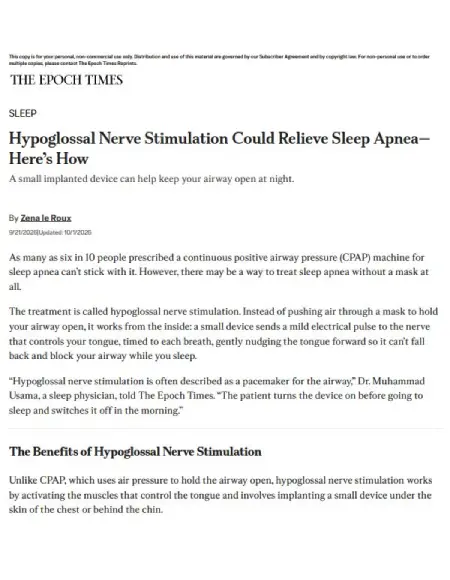Hypoglossal Nerve Stimulation Could Relieve Sleep Apnea