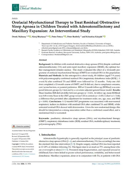 Orofacial Myofunctional Therapy to Treat Residual Obstructive