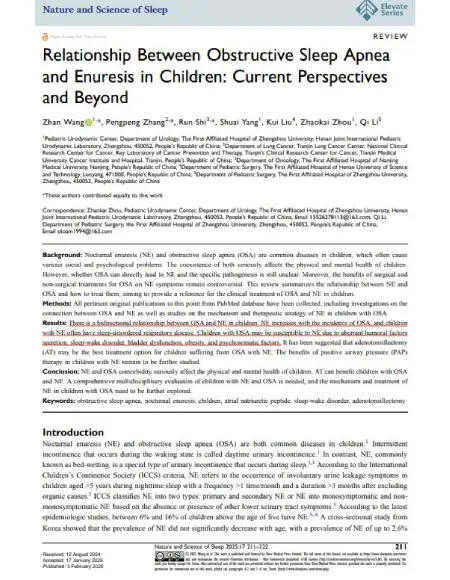Relationship Between Obstructive Sleep Apnea and Enuresis in Children