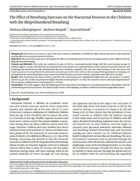 The Effect of Breathing Exercises on the Nocturnal Enuresis